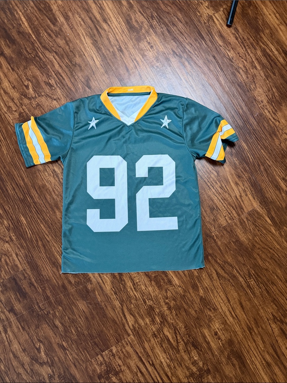 Mystic Green and Yellow Short Sleeve Jersey Top with White '92'